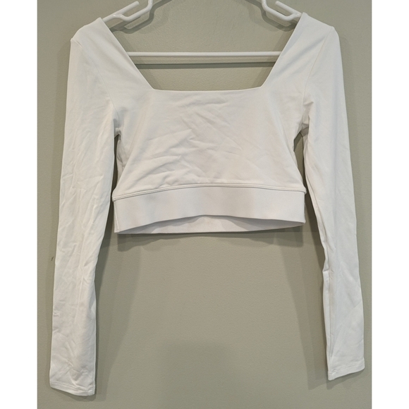 Babaton White Cropped Long Sleeve Square Neck Athletic Top Size Small - Picture 4 of 7